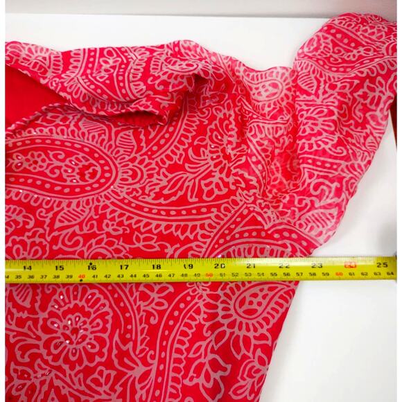 Carole Little Sheer 100% Silk Top w Sequins Layered Ruffled Sleeves SZ 1X - Picture 5 of 7